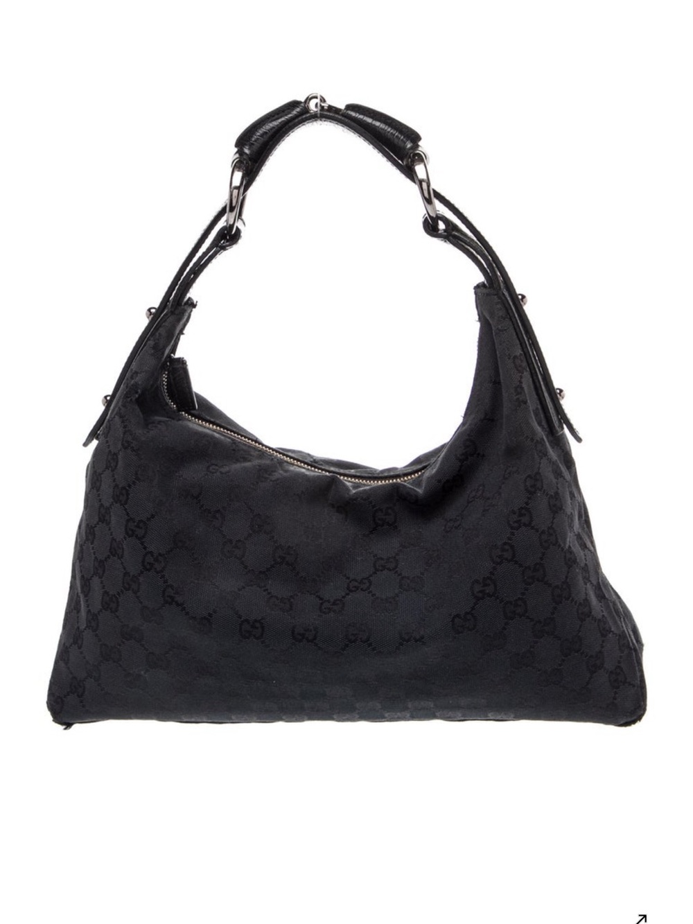 Gucci Black Monogram Hobo Shoulder Bag AUTHENTIC
